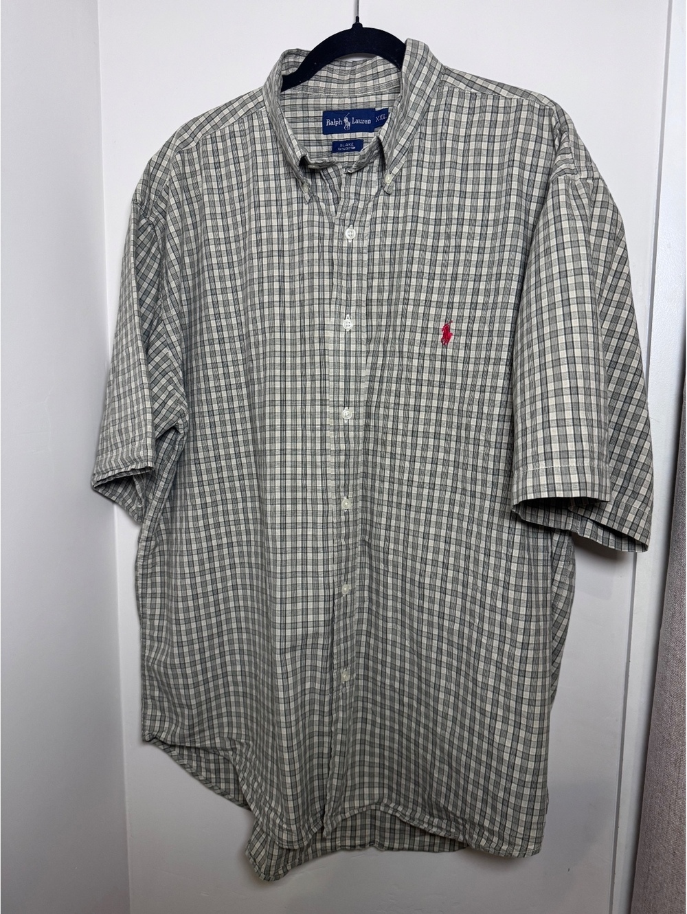 Ralph Lauren Blake Men’s XXL 2XL Plaid Short Sleeve Button Down Shirt Red Pony
